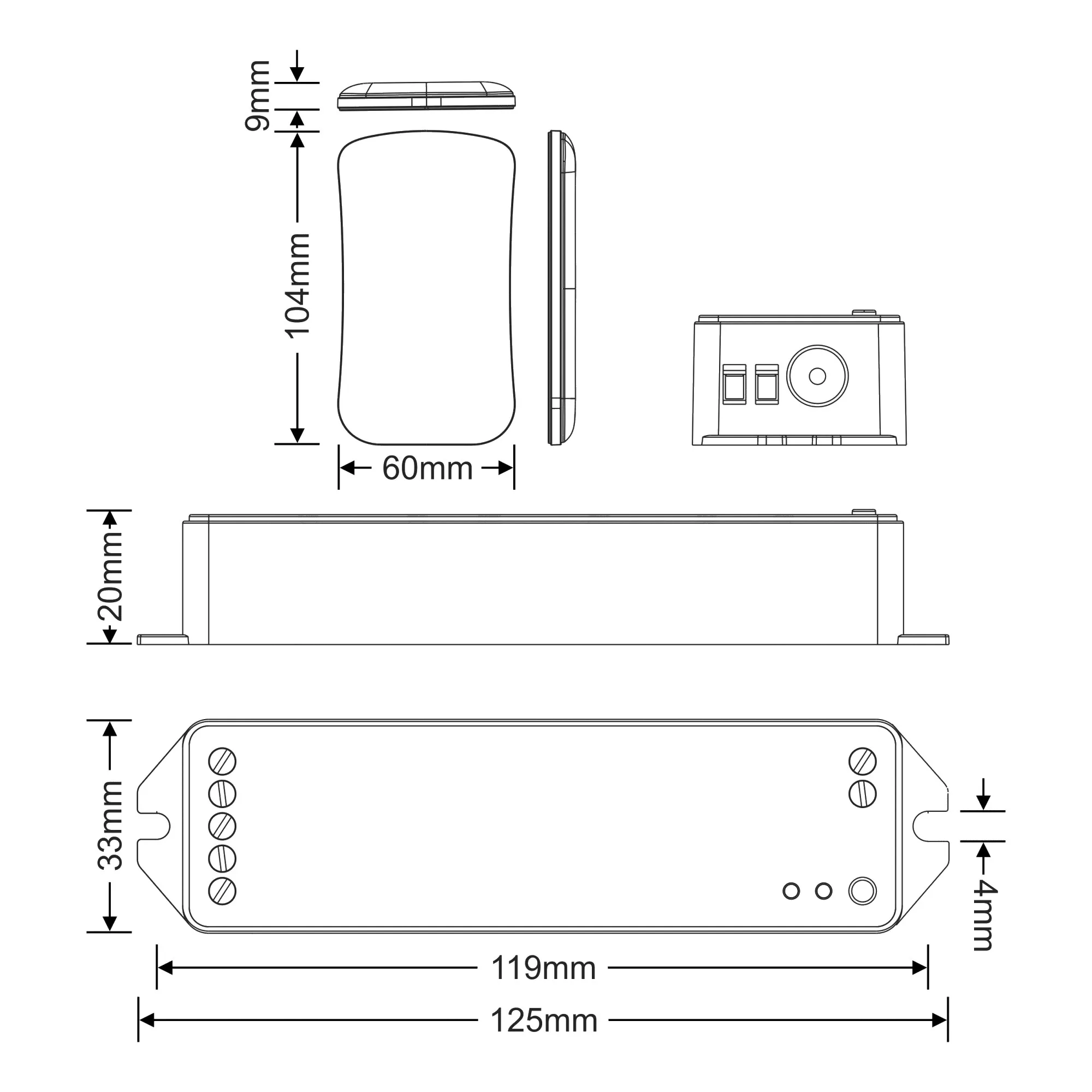 CV Receiving Controller for RGBW 12/24V DC 3A x 4CH 144W/288W IP20 M4-3A  LTECH Wireless Receiver